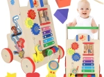 Wooden push walker 6-in-1 – educational activity cart for toddlers
