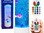 Декоративна нощна LED лампа аквариум с рибки RGB (16 цвята), бяла, USB