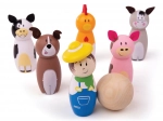 Дървени кегли Ферма от Bigjigs Toys