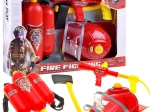 Firefighter set for kids with helmet with light and sound, water backpack and accessories