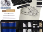 Комплект за скициране и рисуване, 54 части, с калъф и скицник A5